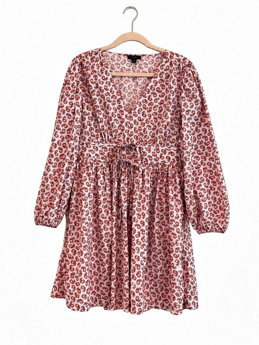 J.Crew Lilac Floral Cotton Tie Waist Dress Size 14